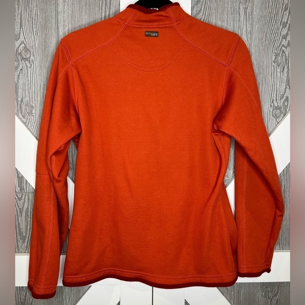 328. Columbia 1/4 Zip Pullover Orange w/maroon red trim. - Picture 4 of 11